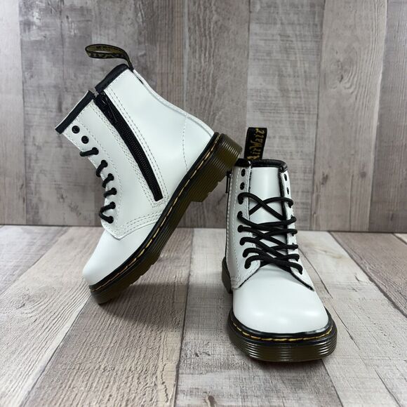 Dr. Martens Doc's DM's 1460 Size 8 Toddler Patent Leather Combat Boots White - Picture 2 of 12